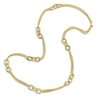 Gold-toned mixed link chain necklace featuring textured rope links and polished oval connectors in a link chain necklace design