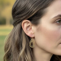 Gold-toned multi oval shape teardrop hoop earrings