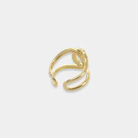 Gold-toned open ring accented with cubic zirconia, minimalist intertwined band