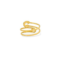 Gold-toned safety pin design ring with coiled loops, water resistant