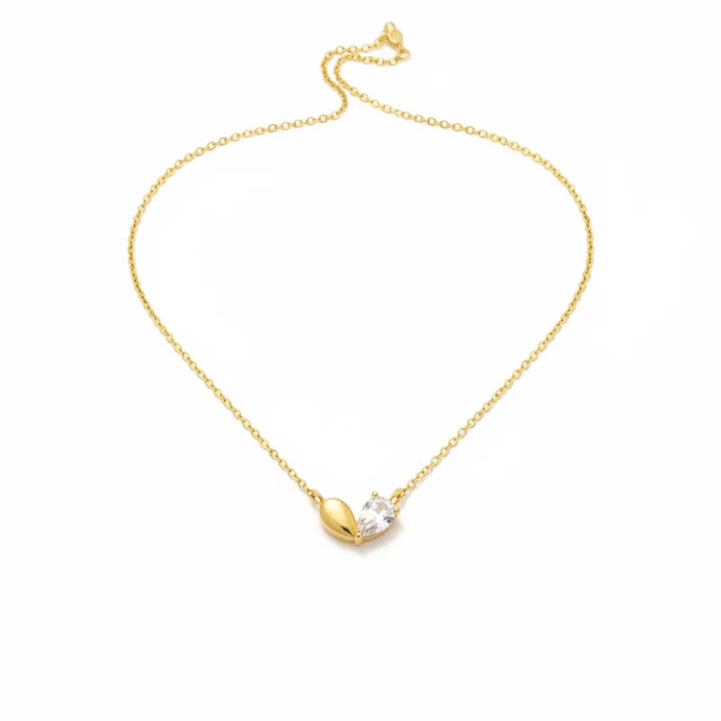 18k gold dipped CZ heart shape pendant on dainty necklace