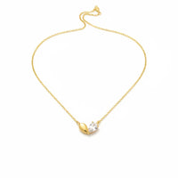 18k gold dipped CZ heart shape pendant on dainty necklace