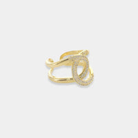Gold-toned open ring accented with cubic zirconia knot design