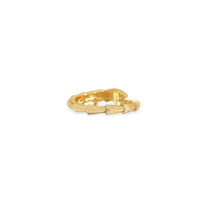 Gold-toned cubic zirconia patterned ring with bamboo design
