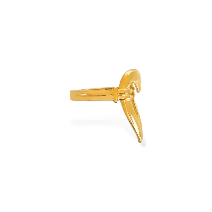 Gold-toned cutout heart design ring with curved claw extension