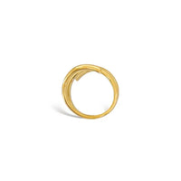 Water resistant two teardrop shapes ring in gold-toned intertwined band