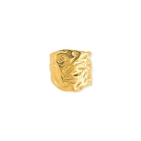 Gold-toned water resistant wrinkle design ring with textured organic forms