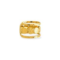 Gold-toned water resistant ring circle pattern with 3 textured discs