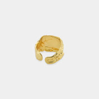 Open hammered textured gold ring with adjustable hammered finish