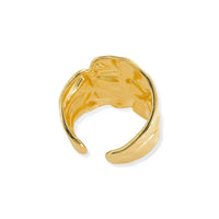 Gold-toned water resistant wrinkle design ring with hammered open texture