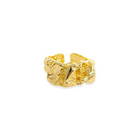 Wrinkled ring gold textured organic sculptural fossil design