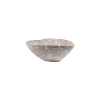 A small handcrafted stoneware heart dish with speckled gray and white glaze for decorative or functional use