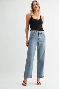 High-waisted light blue denim med rise jb collection straight-leg collection selvage jeans denim for casual wear