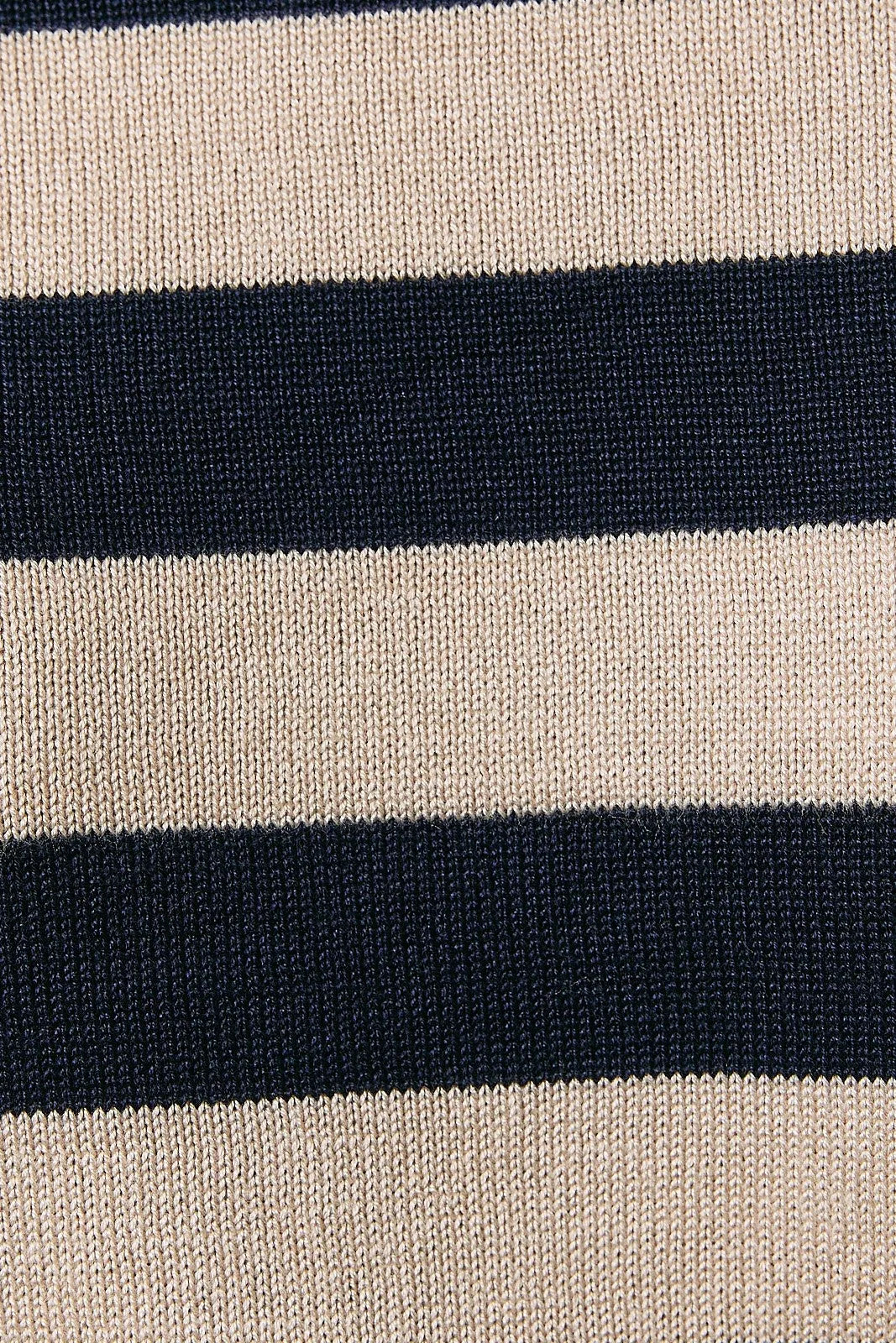 Boat neck dolman sleeve knitted sweater top with navy blue and beige horizontal stripes for casual wear