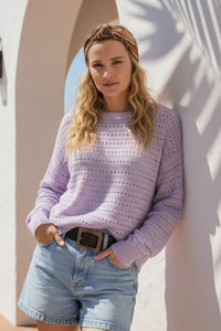 Thread & Supply Robin Sweater: lavender knit with openwork texture