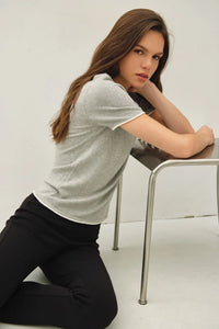 LAYERED LOOK ESSENTIAL SHORT SLEEVE SWEATER TOP