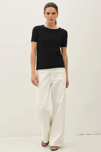 LAYERED LOOK ESSENTIAL SHORT SLEEVE SWEATER TOP
