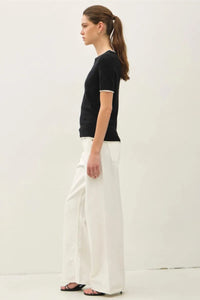 LAYERED LOOK ESSENTIAL SHORT SLEEVE SWEATER TOP