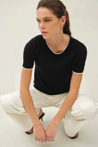 LAYERED LOOK ESSENTIAL SHORT SLEEVE SWEATER TOP