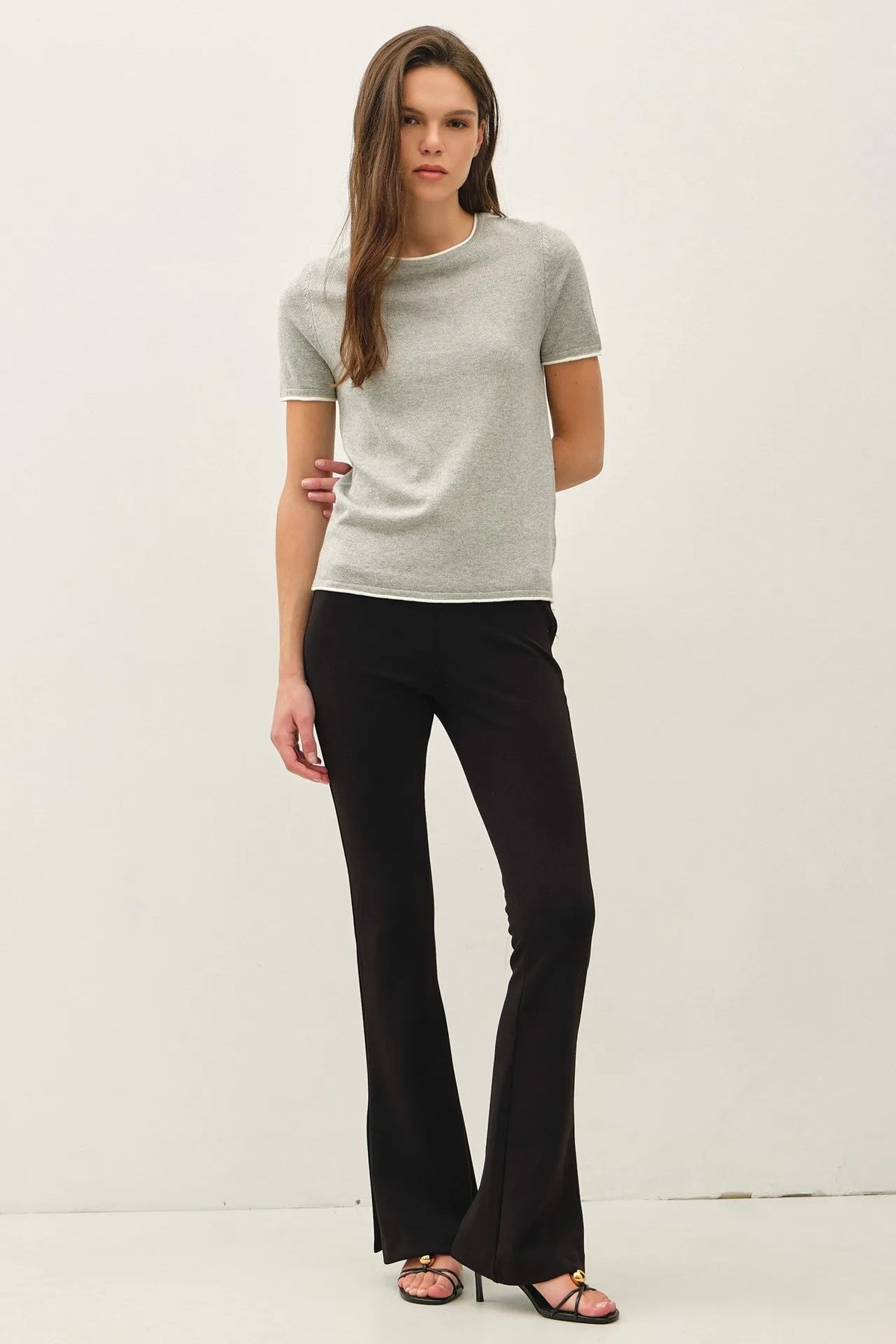 LAYERED LOOK ESSENTIAL SHORT SLEEVE SWEATER TOP
