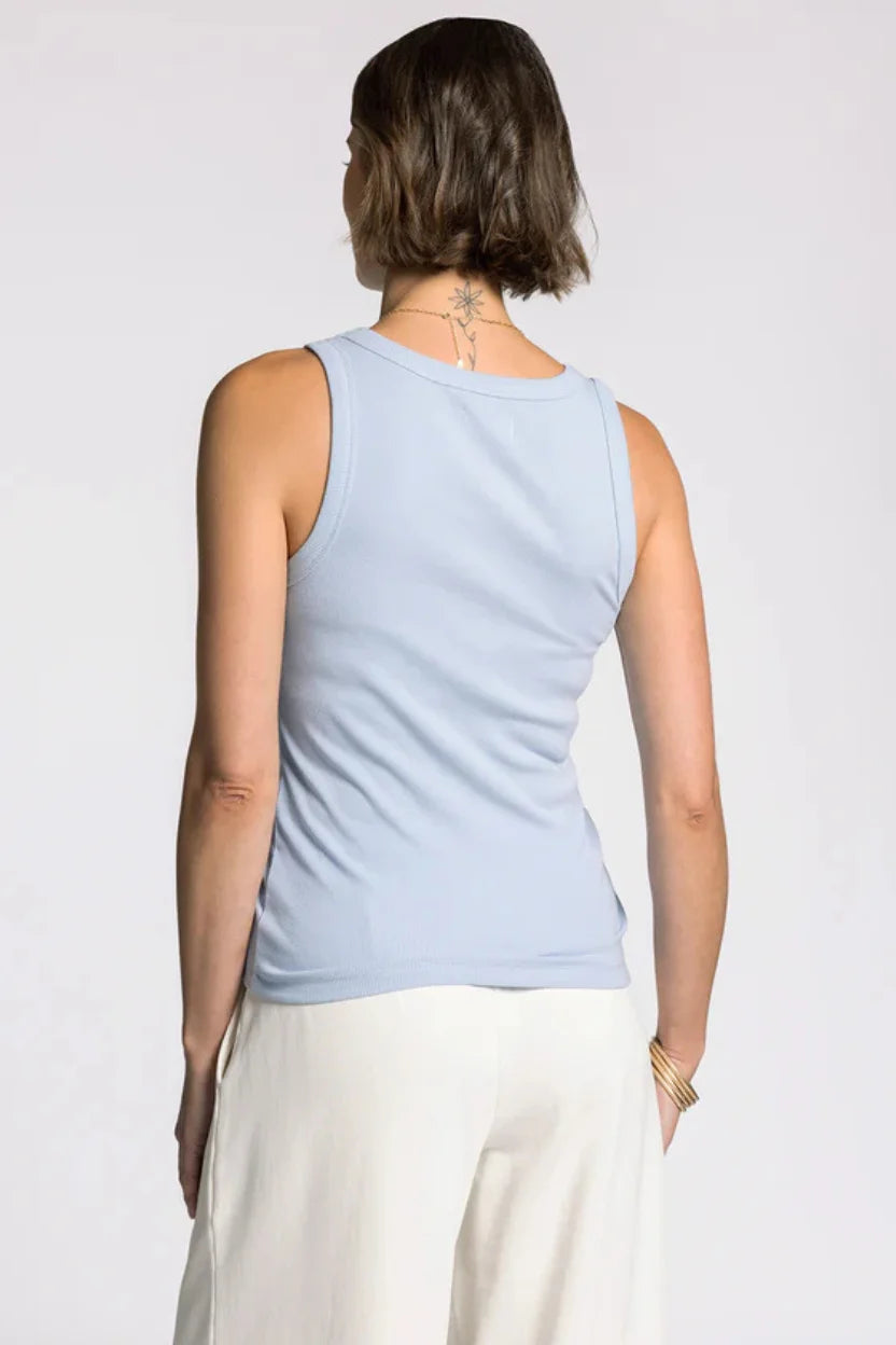 Edlin basic tank light blue sleeveless top rounded neckline