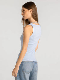 A light blue sleeveless edlin basic tank with a simple fitted design perfect for casual wear