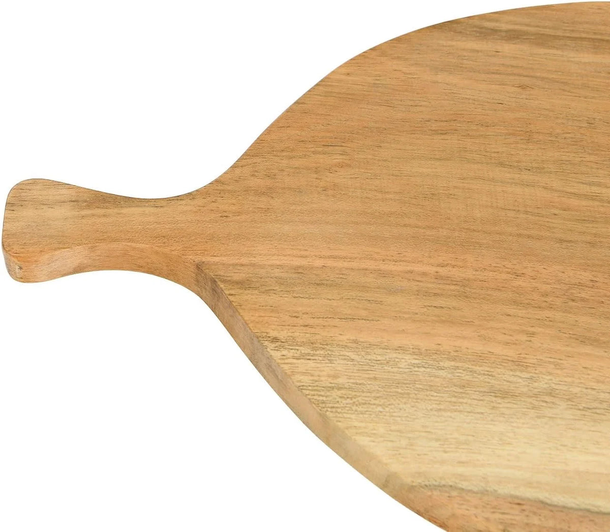 Round acacia wood cheese handle cutting board with natural grain