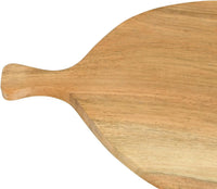 Round acacia wood cheese handle cutting board with natural grain