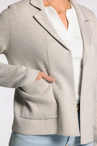 Knitted relaxed fit blazer jacket in light gray textured knit with classic collar