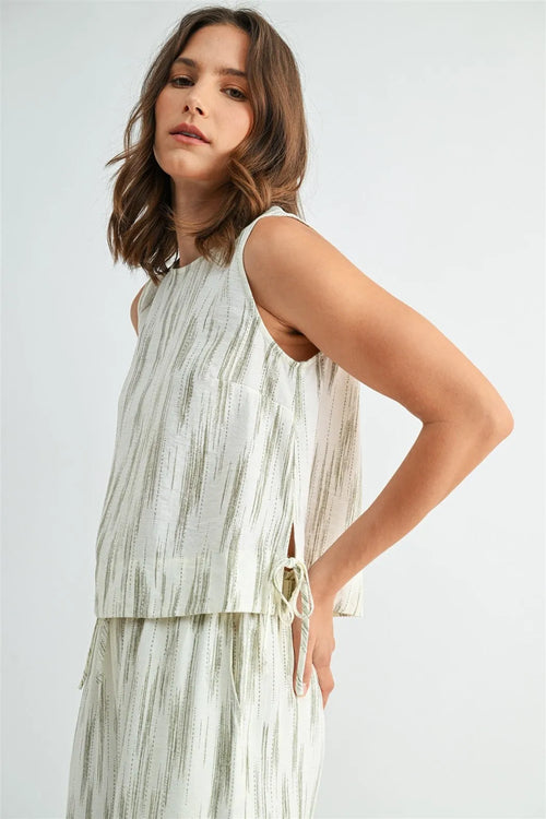 LINEN BLEND SLEEVELESS TOP