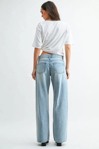 LOW RISE BAGGY WIDE LEG DENIM JEANS