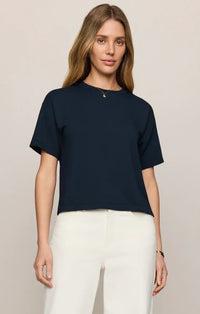 Navy blue short-sleeved crew neck harbor modal tee made of soft modal fabric for comfortable casual wear