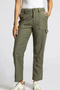 Olive green Stetson utility cargo pants with pockets and relaxed fit