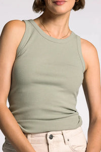Edlin Basic Tank olive green ribbed knit sleeveless top
