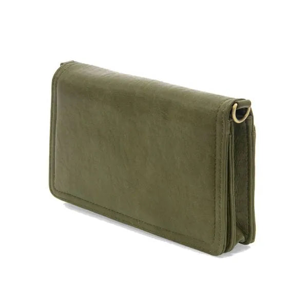 Olive green suede billie mini organizer crossbody bag with gold-tone metal ring detail organizer crossbody bag