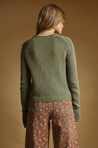 Olive green textured button front sweater knit cardigan made of knit material for stylish layering and warmth