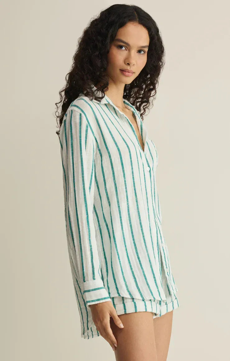 SATURDAYS STRIPE BUTTON DOWN SHIRT