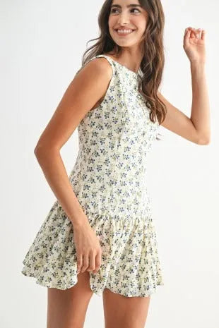 SLEEVELESS FLORAL PRINT MINI DRESS