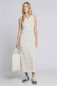 Supply Eileen cream striped sleeveless maxi dress front view