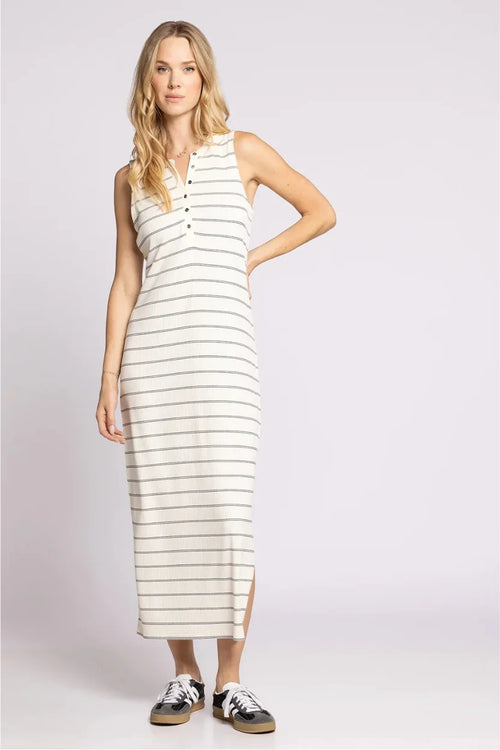 Supply Eileen maxi dress with sleeveless white striped design