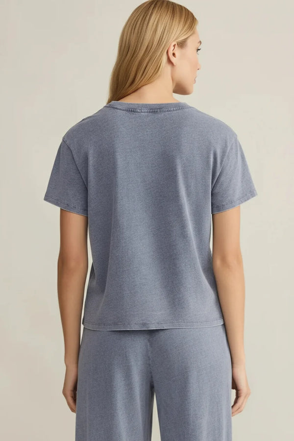 Soft heathered blue Go To Denim Jersey Tee with relaxed fit