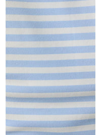 Sleeveless round neck striped tank top in soft light blue and white fabric