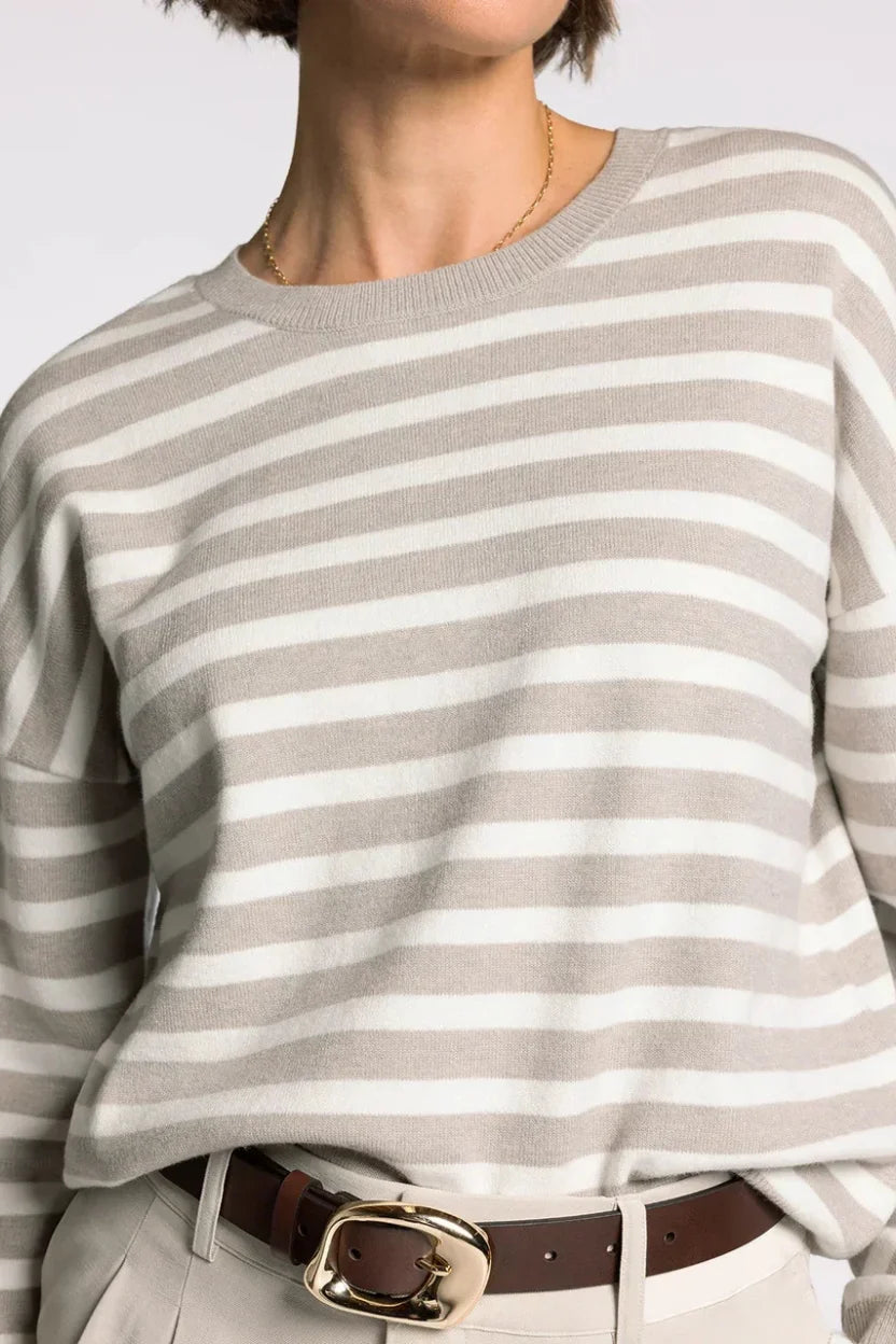 Thread & Supply Preston Sweater: soft long-sleeved gray white stripes