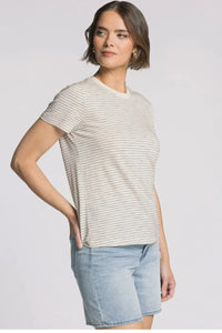 Thread & Supply Sarah Tee: soft off-white t-shirt with navy stripes