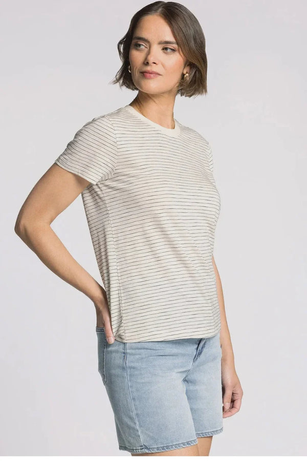 Thread & Supply Sarah Tee: soft off-white t-shirt with navy stripes
