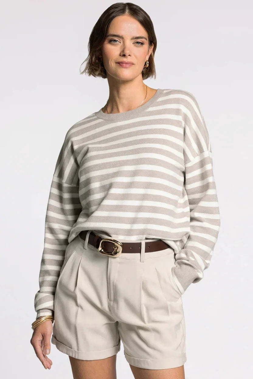 Thread & Supply Preston Sweater: soft oversized gray white striped