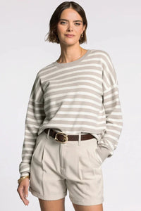 Thread & Supply Preston Sweater: soft oversized gray white striped