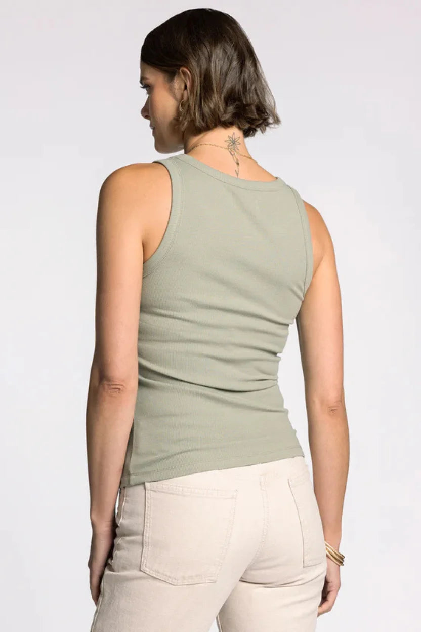 Edlin basic tank in soft sage green sleeveless fitted design