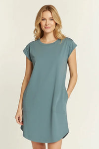 Thread & Supply Evelyn sleeveless shift dress in soft teal