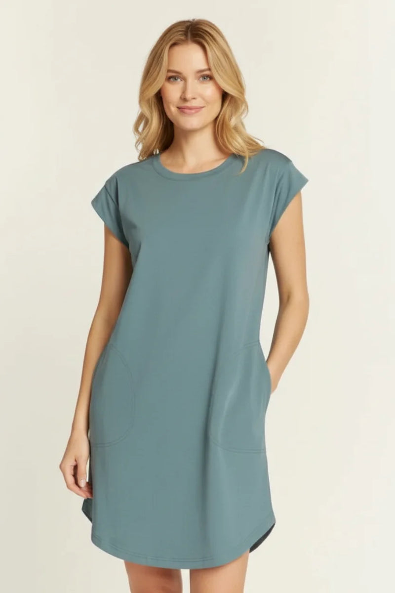 Thread & Supply Evelyn sleeveless shift dress in soft teal